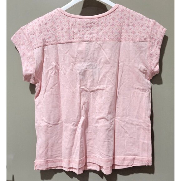 Knox Rose Women's Light Pink Henley Style SS Shirt w/ North Star Embroidery - Picture 5 of 8